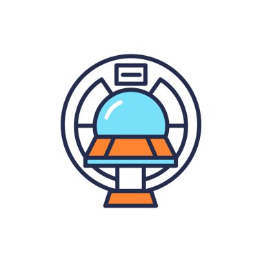 MRI cihazı hastane renk çizgisi simgesinde. Sağlık hizmetleri. İzole vektör elementi. Web sayfası, mobil uygulama, tanıtım için resim çizelgesi.