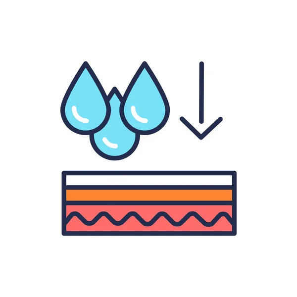 Hidratar o ícone da linha de cores. Camada cutânea. Esboço pictograma para página web, aplicativo móvel, promo. — Vetor de Stock