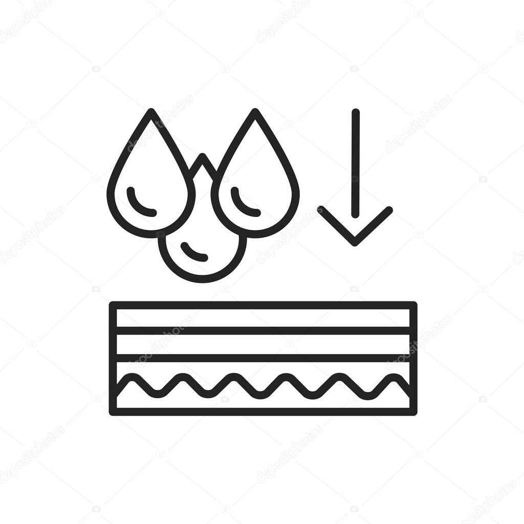 Moistuirizing black line icon. Skin layer. Vector illustration