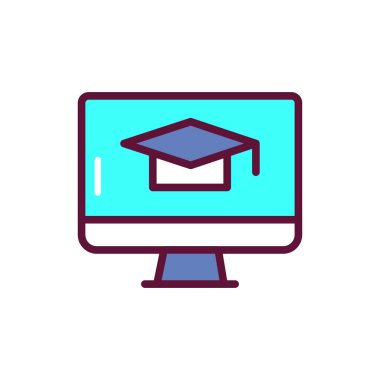 Uzaklık öğrenme renk çizgisi simgesi. Vektör illüstrasyonu