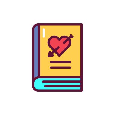 Romantizm kitabı renk çizgisi simgesi. Vektör illüstrasyonu