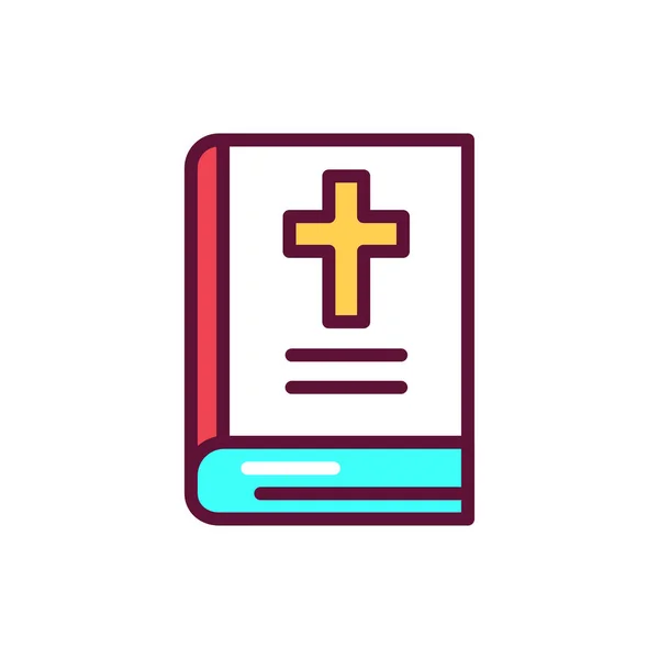 Bibel färg linje ikon. Vektorillustration. Beskrivning av piktogram — Stock vektor