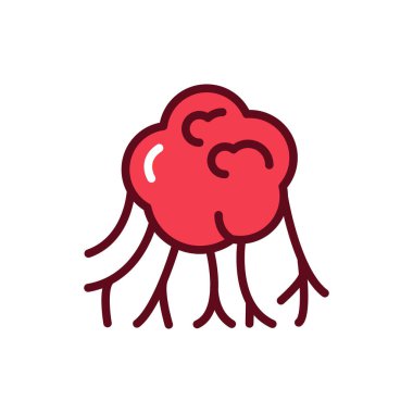 Virüs kanseri hücre siyah çizgi ikonu. Çizgi resim grafiği