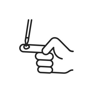 Kan testi siyah çizgi simgesi. İzole vektör elementi. Çizgi resim grafiği