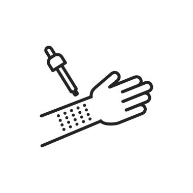 Alerjen testi siyah çizgi simgesi. İzole vektör elementi. Çizgi resim grafiği