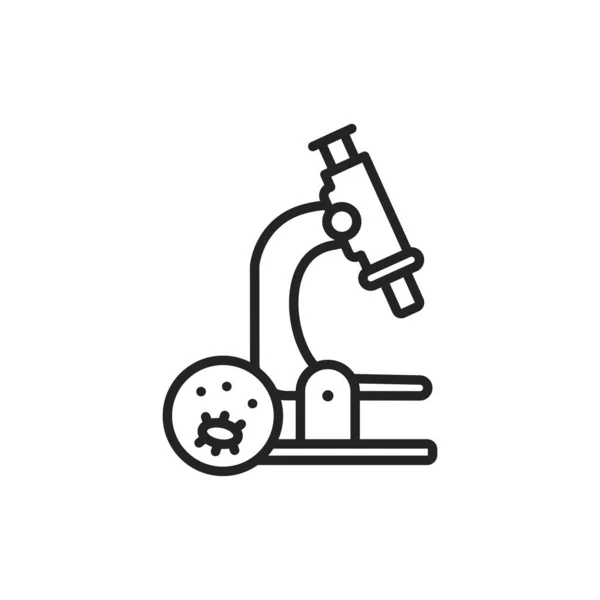 Icono de línea negra del microscopio. Investigación médica. Elemento vectorial aislado. — Vector de stock