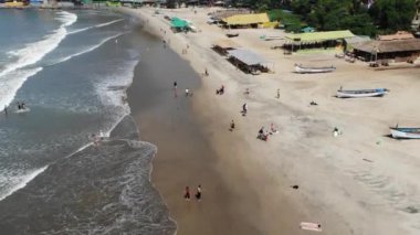 Arambol Sahili 'nin havadan görünüşü Goa, Hindistan Asya