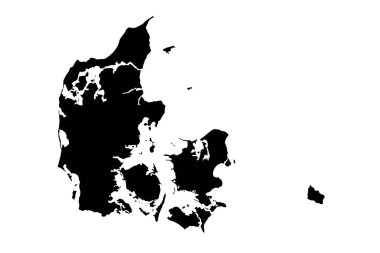Beyaz arkaplanda gri tonlu Danimarka haritası, illüstrasyon, doku, Danimarka sembolleri, vektör illüstrasyonu
