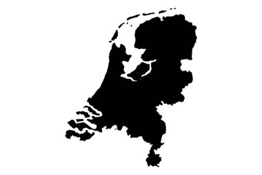 Beyaz arkaplanda gri tonlu Hollanda haritası, illüstrasyon, doku, Hollanda sembolleri, vektör illüstrasyonu