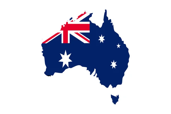 Austrália Mapa Com Textura Bandeira Sobre Fundo Branco Ilustração Texturizado — Vetor de Stock