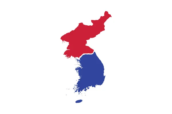 Mapa Coreia Norte Sul Vermelho Azul Sobre Fundo Branco Ilustração —  Vetores de Stock