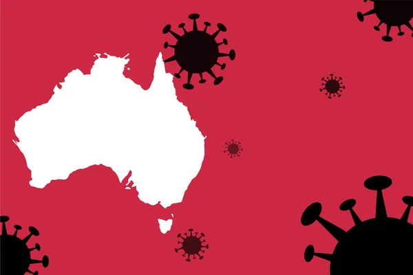 Australia Corona Virus Aggiornamento Con Mappa Sullo Sfondo Del Virus — Vettoriale Stock