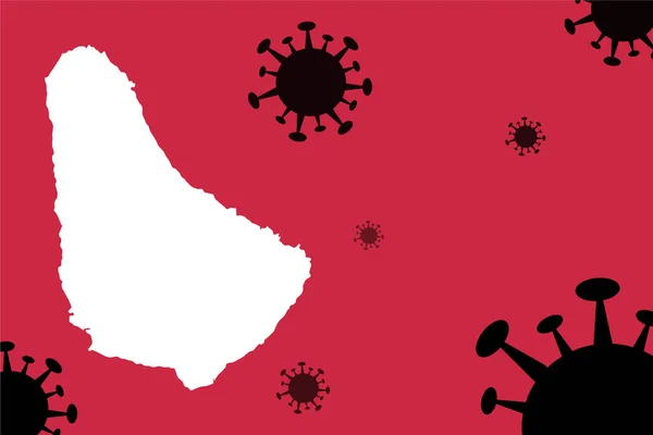 Barbados Corona Virus Aggiornamento Con Mappa Sullo Sfondo Del Virus — Vettoriale Stock