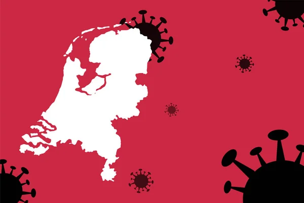 オランダのコロナウイルスのアップデートとコロナウイルスの背景の地図 新しいケースを報告し 総死亡 新しい死 深刻な 活動的なケース 総回復 ベクトル図 — ストックベクタ