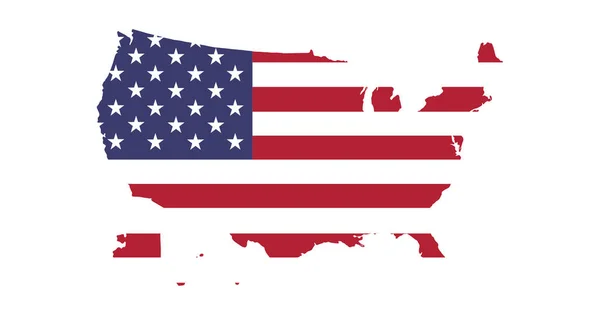Carte Des États Unis Avec Texture Drapeau Sur Fond Blanc — Image vectorielle