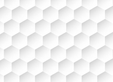 Bal peteği beyaz arkaplan, altıgen dokusu, 3d beyaz kağıt arkaplan, soyut şekil, metin, nesne, vektör illüstrasyonu için boşluk 