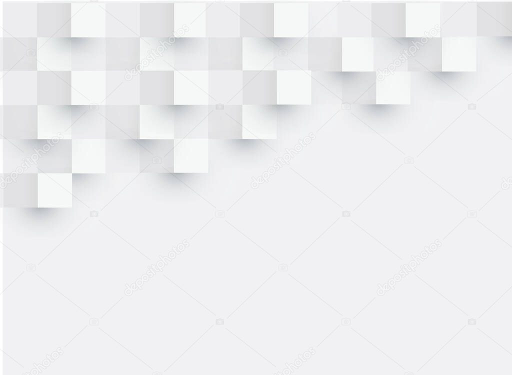 3d white paper background, abstract shape,space for text, objects, vector illustration 