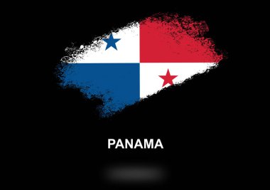Fırça boyası desenli panama bayrağı, arka plan, Panama sembolleri, grafik tasarımcı unsuru - Vektör - illüstrasyon