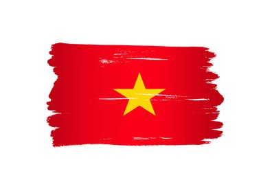 Vietnam bayrağı, fırça boyası desenli, arka plan, Vietnam sembolleri, grafik tasarımcı unsuru - Vektör - illüstrasyon