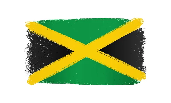 Bandiera Giamaicana Con Pennello Strutturato Sfondo Simboli Della Giamaica Elemento — Vettoriale Stock