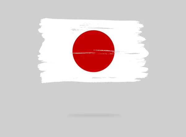 Σημαία Ιαπωνίας Πινέλο Χρώμα Υφή Φόντο Σύμβολα Της Ιαπωνίας Γραφίστας — Διανυσματικό Αρχείο