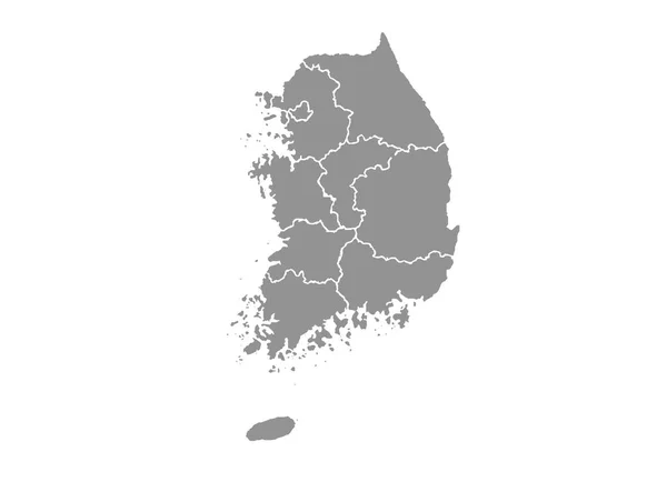 Peta Korea Selatan Dengan Kota Nada Abu Abu Dengan Latar - Stok Vektor
