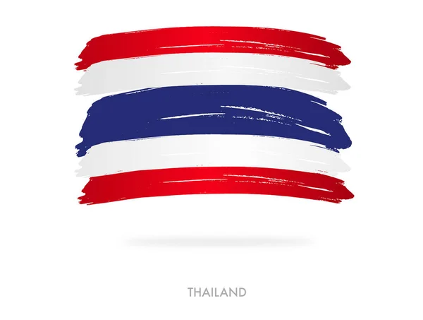 Thailand Vlag Met Penseel Verf Textuur Achtergrond Symbolen Van Thailand — Stockvector