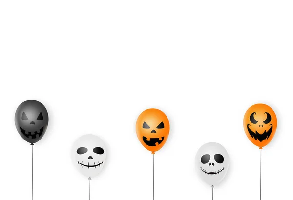 Fond Fête Halloween Avec Effrayant Noir Blanc Ballons Air Orange — Image vectorielle