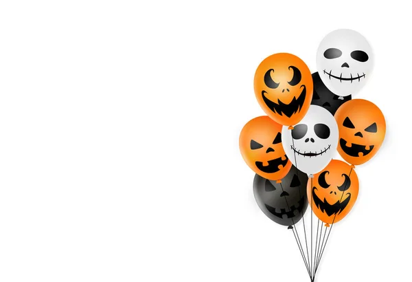 Halloween Party Background Scary Black White Orange Air Balloons Isolated — стоковый вектор