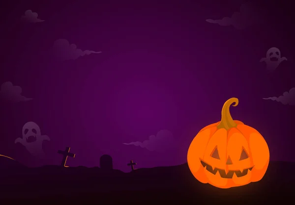 Feliz Fiesta Halloween Fondo Con Calabaza Fantasma Luna Llena Nube — Archivo Imágenes Vectoriales