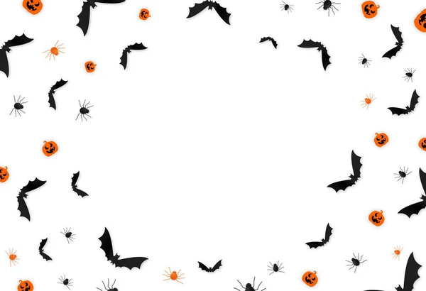 Banner Fiesta Halloween Con Murciélago Araña Calabaza Aislada Sobre Fondo — Archivo Imágenes Vectoriales