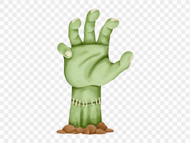 Yerden yükselen suluboya zombi eli ürkütücü cadılar bayramı element vektörü.