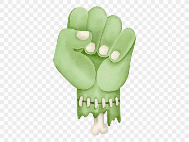 Suluboya zombi eli yumruk ürkütücü cadılar bayramı korkunç jest illüstrasyon vektörü.