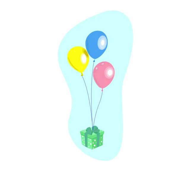 Gekleurde Ballonnen Zijn Gebonden Aan Dozen Met Geschenken Ballonnen Geschenken — Stockvector