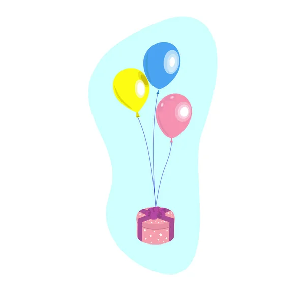 Gekleurde Ballonnen Zijn Gebonden Aan Dozen Met Geschenken Ballonnen Geschenken — Stockvector