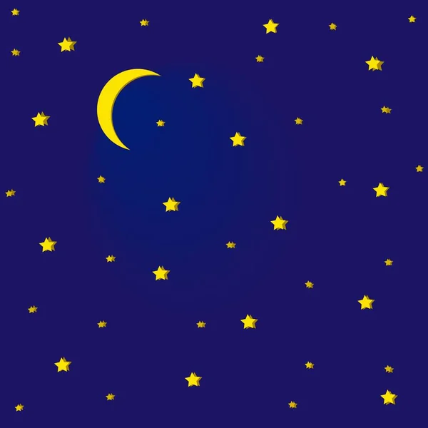 Ciel Nocturne Étoiles Lune Ciel Étoilé Nuit Nouvelle Lune Avec — Image vectorielle