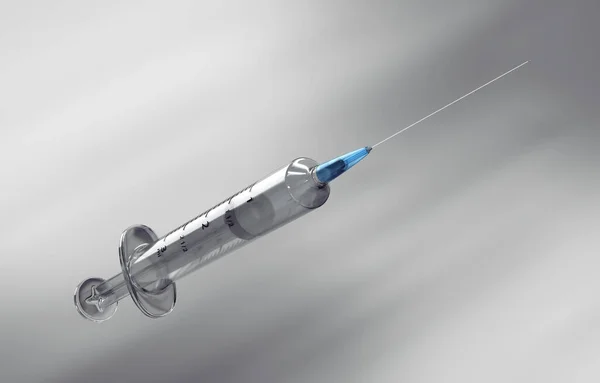 標準的な医療注射 病院や薬局のコンセプト グレーの背景 3Dイラスト — ストック写真