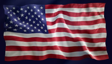 ABD Bayrağı Rüzgarda Dalgalanıyor, Kapanış, Dikiş İzleri ve Dokularıyla Yüksek Ayrıntılı