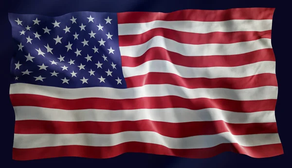 Illustration Usa American Flag Waving Wind Closeup Meget Detaljeret Med - Stock-foto