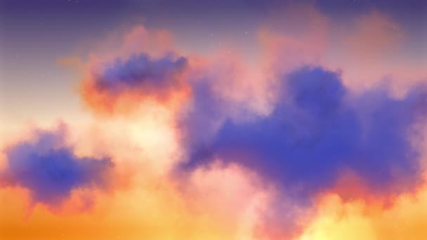 Animation Eines Blauen Himmels Mit Wolken Langsamer Bewegung Bei Sonnenuntergang — Stockvideo