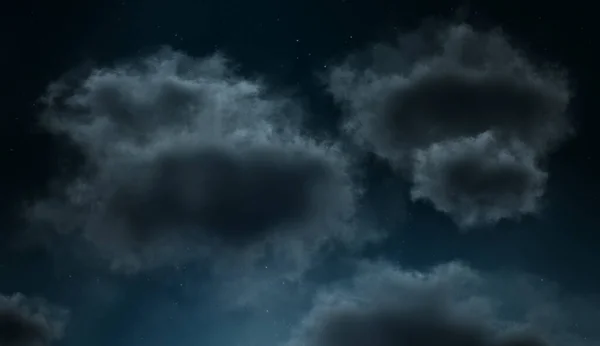 Gece 02 'de Kara Bulutlu Karanlık Yıldızlı Gökyüzünün tasviri