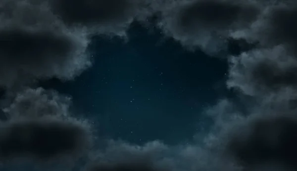 Illustration Dark Starry Sky Dark Clouds Night Space Text — Stock Photo, Image