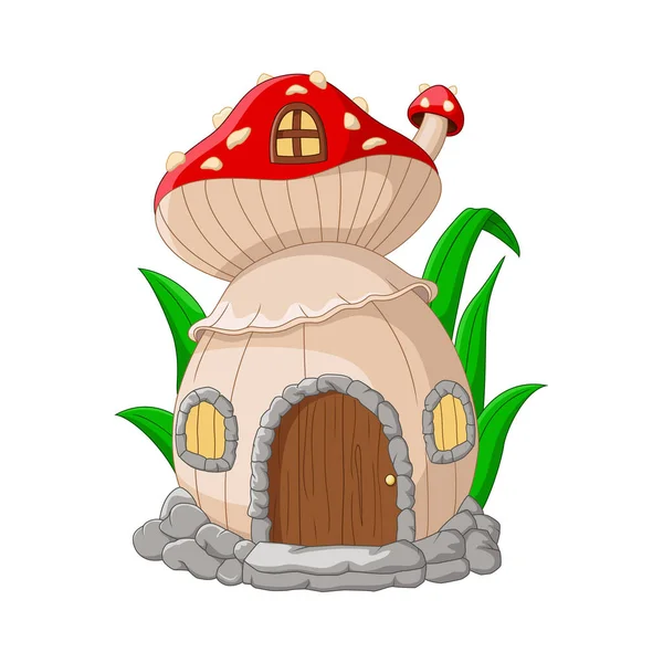 Vector Illustratie Van Cartoon Fairy Huis Paddestoel Een Witte Achtergrond — Stockvector