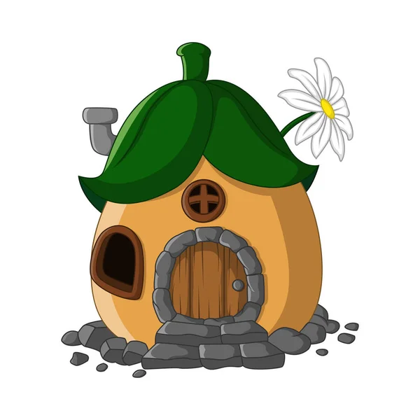 Vector Illustration Cartoon Fairytale House Roof Leaves — 스톡 벡터