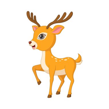 Beyaz arka planda şirin küçük geyiğin vektör çizimi