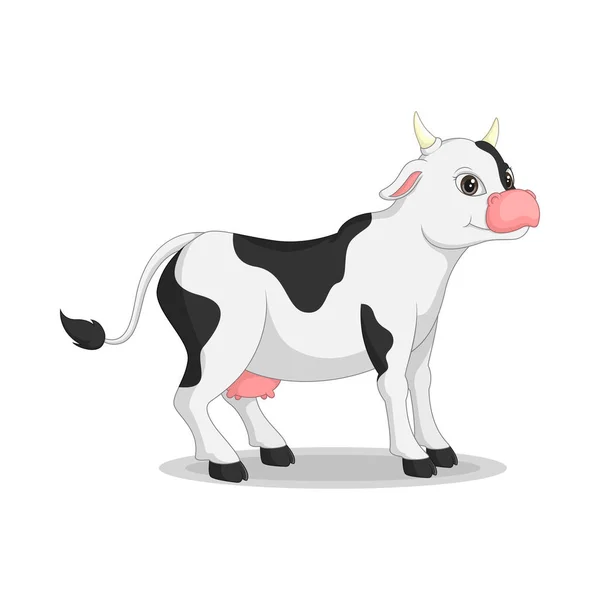 Vector Illustration Cartoon Funny Cow Isolated White Background — Stock Vector