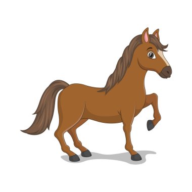 Beyaz arkaplanda izole edilmiş çizgi film komik atının vektör çizimi