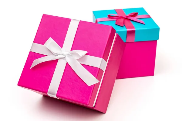 Two Boxes Gift Bow Isolated White Background — Stock Photo, Image