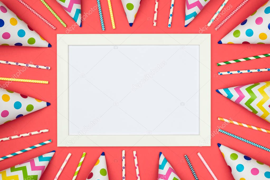 Blank card with colorful party items