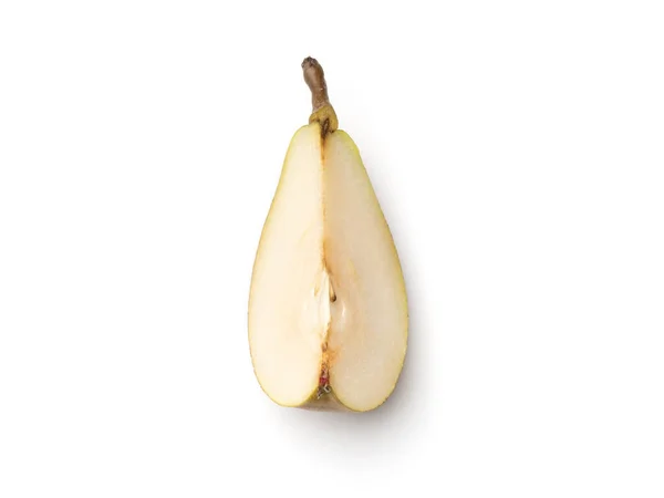 Fresh Pears Cut Quarter Isolated White Background Top View — Stock Photo, Image